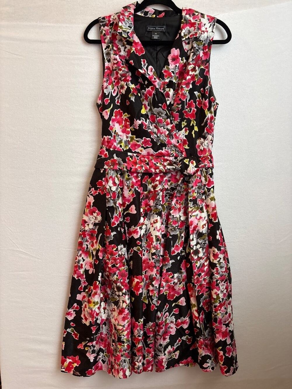 Jessica Howard Floral Midi Dress Size 14 Wrap Bodice Semi Formal Garden Party